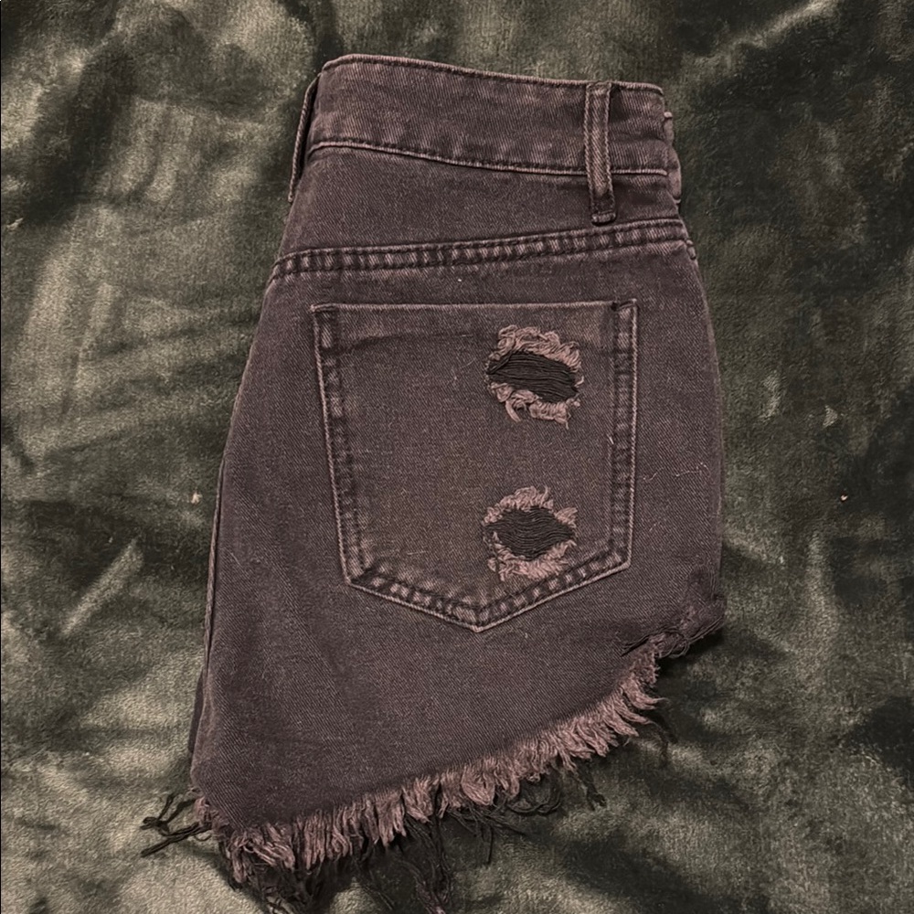 Distressed Black Denim Skirt